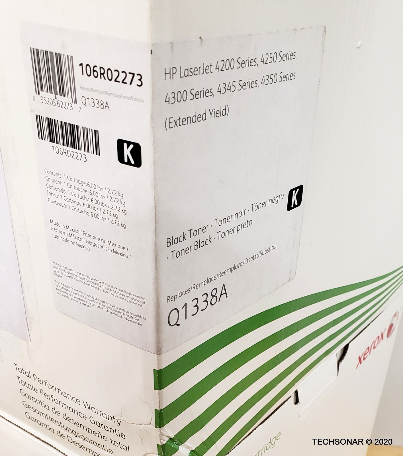 Lot of 2 Xerox 106R02273 for Q1338A Black Toner for HP Printers EXTENDED Yield