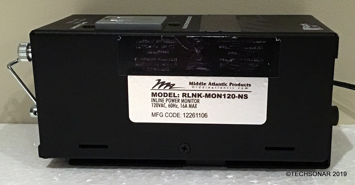 Middle Atlantic RLNK-MON120-NS Inline Power Monitor W/ Power Cord