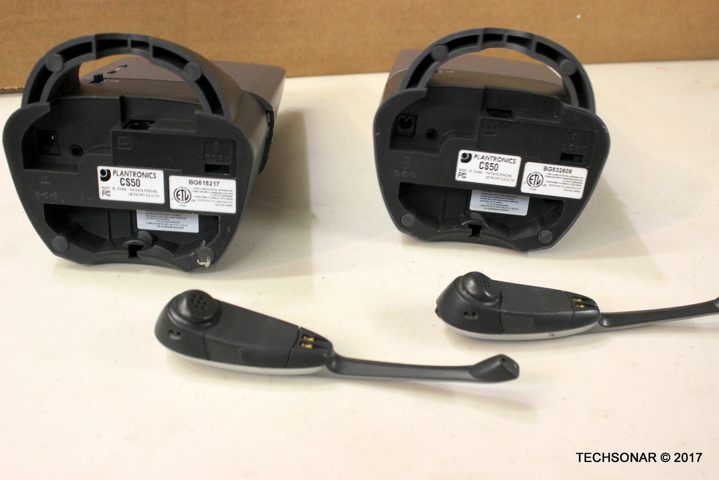 Lot Of 2 Plantronics CS50 Tested synced to base Headset System Grey/Silver