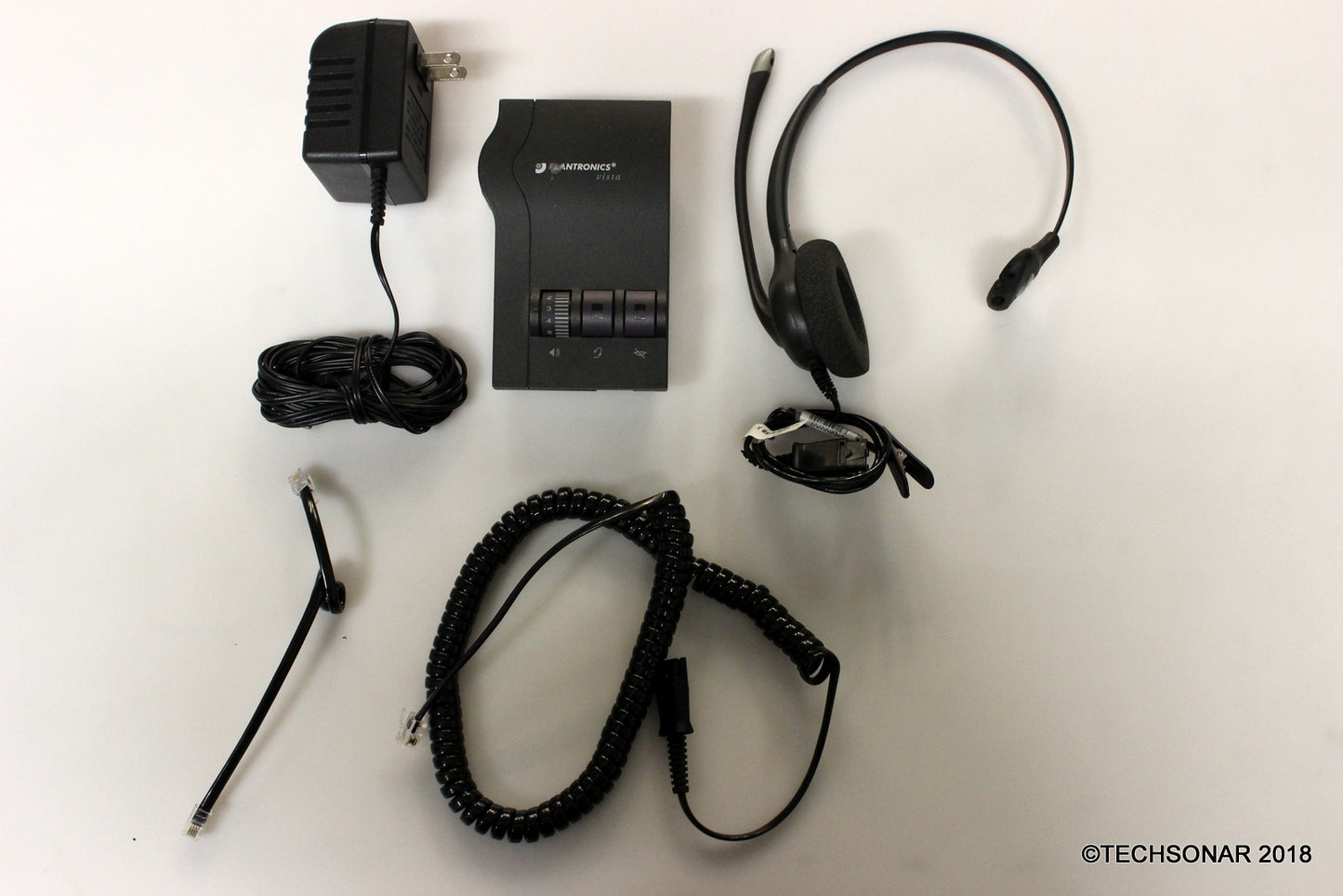 Plantronics M12 Headset System - w/ Corded headset, Phone cable & AC Adapter