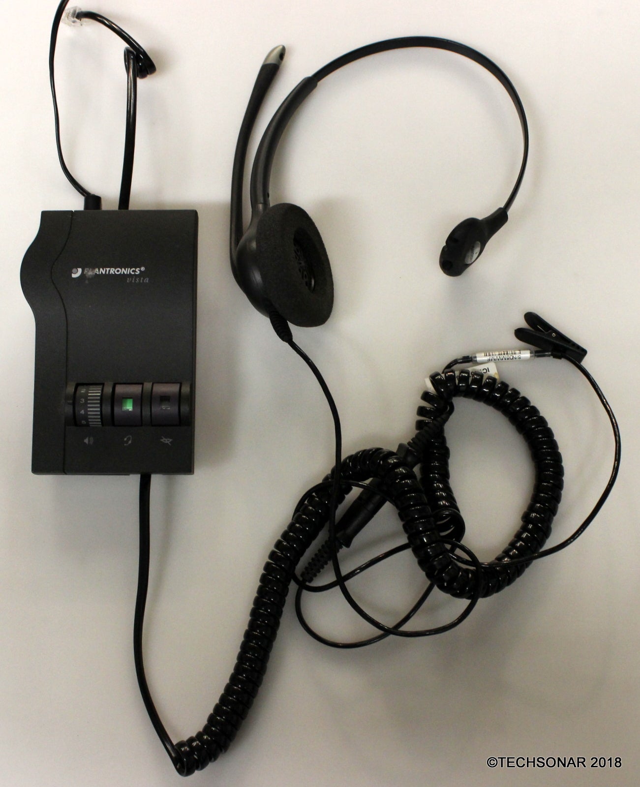 Plantronics M12 Headset System - w/ Corded headset, Phone cable & AC Adapter