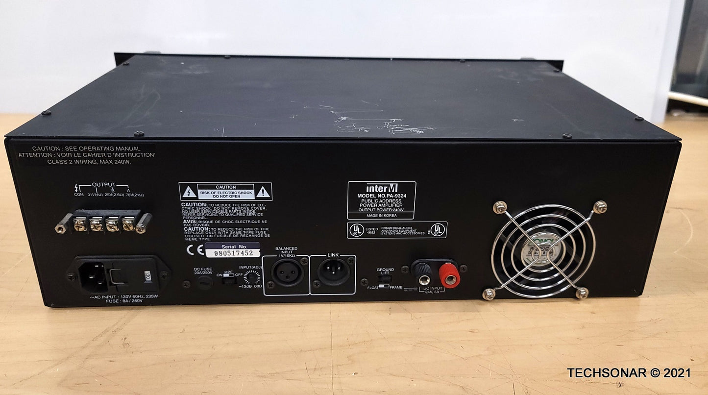 InterM PA-9324 Public Address Power Amplifier Output Power 240w