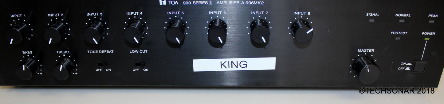 TOA Series ii Model A-906MK2 8-Channel Mixer Power Amp, 60w (labelled KING)